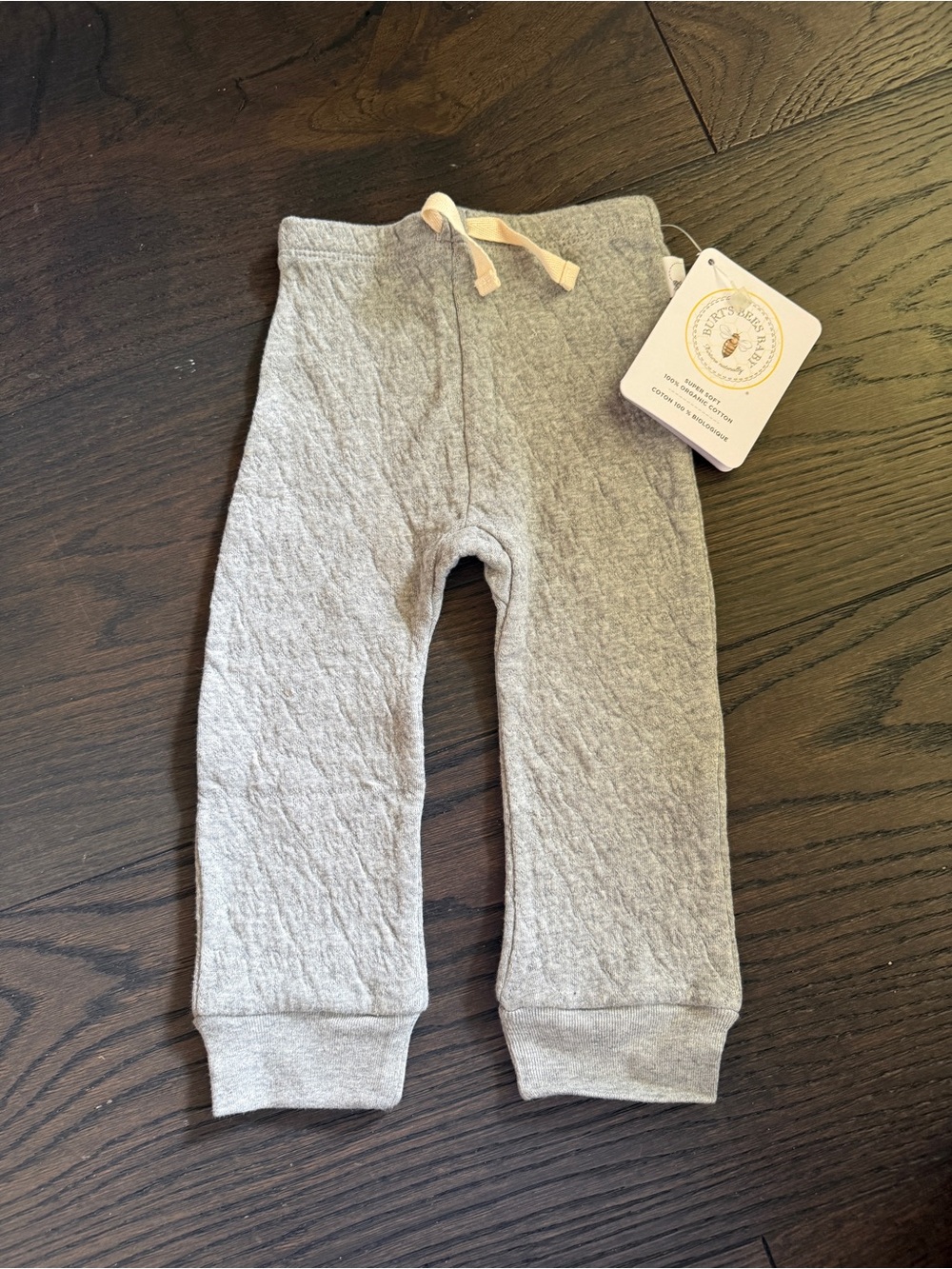 Burt's Bees Baby Quilted Light Gray Jogger Pants